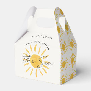 Caja Para Regalos sol 1º cumpleaños color de agua amarillo sol moder