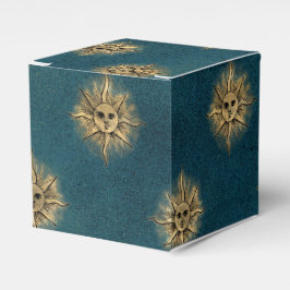 Caja Para Regalos Sol vintage dorado y verde azulado