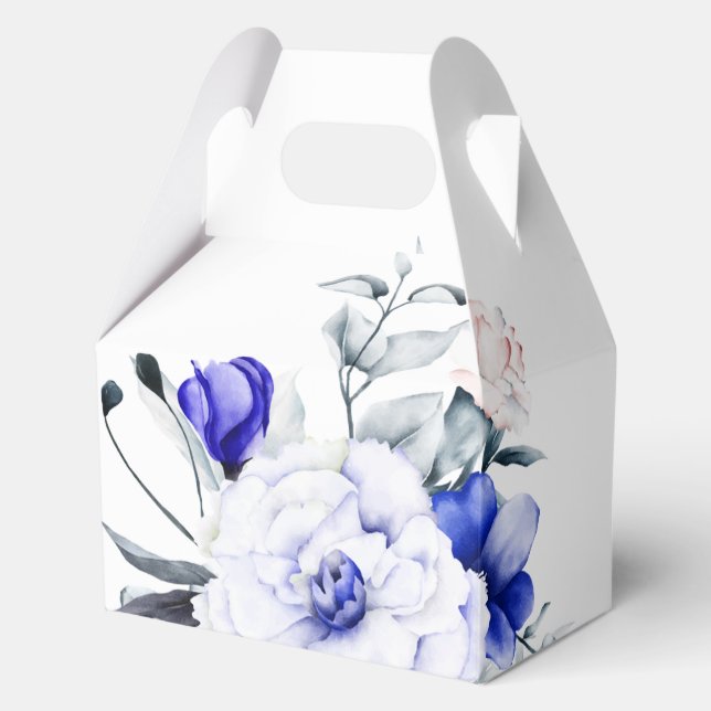 Caja Para Regalos Sombra Del Boda Floral De Marfil Azul Real (Anverso)