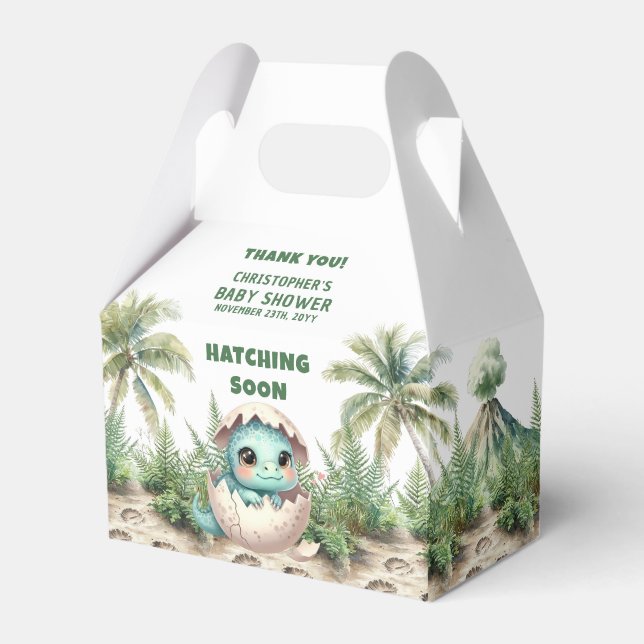 Caja Para Regalos Sombreramiento Adorable Pronto Dino Bebé Favor Box (Front Side)