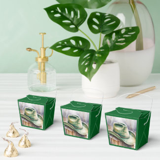 Caja Para Regalos Sombrero de vaquero verde acuarela en boda de niev
