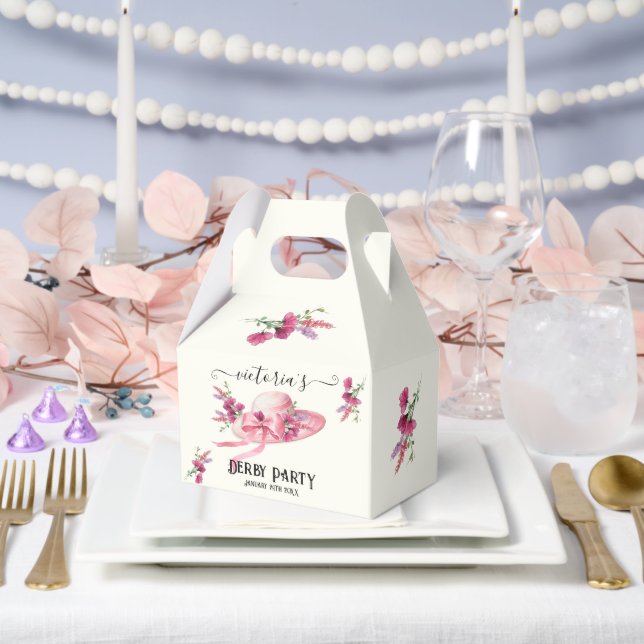 Caja Para Regalos Sombrero floral rosa Desfile de moda de la ducha d (Boda)