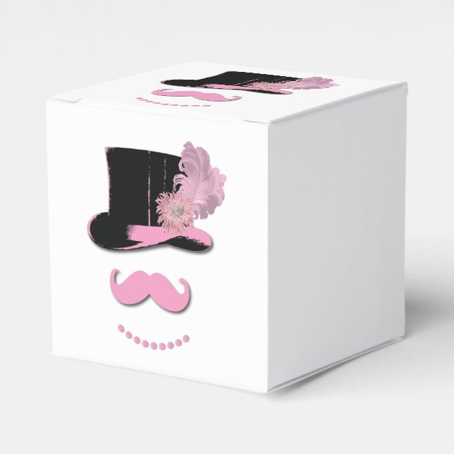 Caja Para Regalos Sombrero superior de bigote rosa (Costado Anverso)