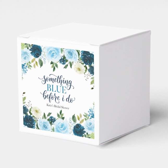 Caja Para Regalos Something Blue Before I Do Navy Floral (Costado Anverso)