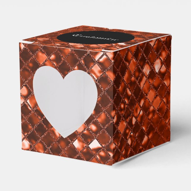 Caja Para Regalos Sparkling Red Mosaic Pattern Heart Favor Box (Anverso)