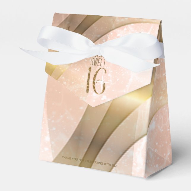 Caja Para Regalos Sparkling Swirls Sweet Dieciséis Rosas Gold ID652 (Front Side)