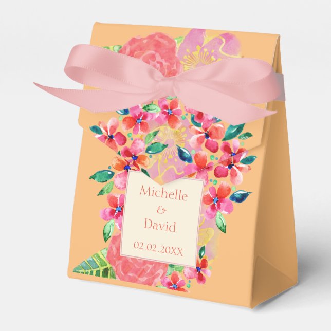 Caja Para Regalos Splash Floral Tropical Hawaiano Personalizado (Front Side)