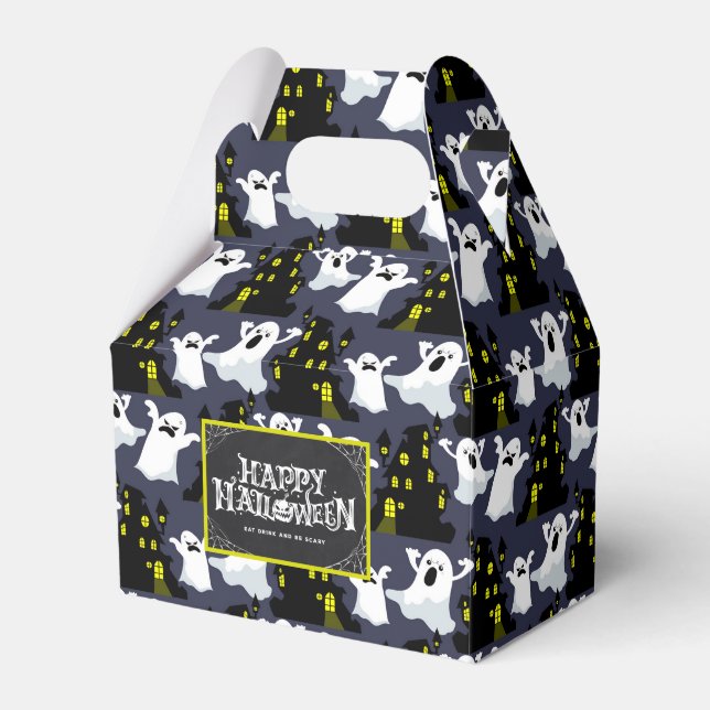 Caja Para Regalos Spooky Halloween Ghosts Favor Box (Front Side)
