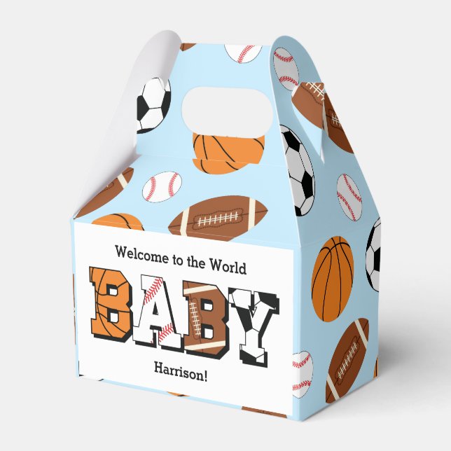 Caja Para Regalos Sports Baby Shower Co-ed Theme Boy Blue (Front Side)