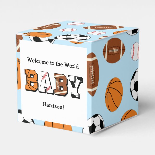 Caja Para Regalos Sports Baby Shower Co-ed Theme Boy Blue (Costado Anverso)