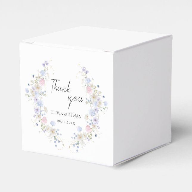 Caja Para Regalos Spring Wildflowers Purple Pink Wedding Thank You (Costado Anverso)
