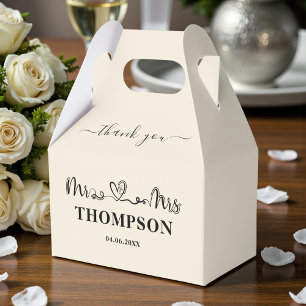 Caja Para Regalos Sr y Sra Elegante Simple   Blanco Natural