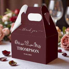 Caja Para Regalos Sr y Sra Elegante Simple | Burdeos Profundo