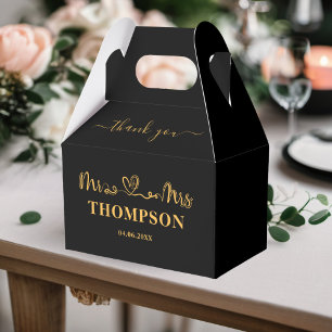 Caja Para Regalos Sr y Sra Elegante Simple Negro Oro