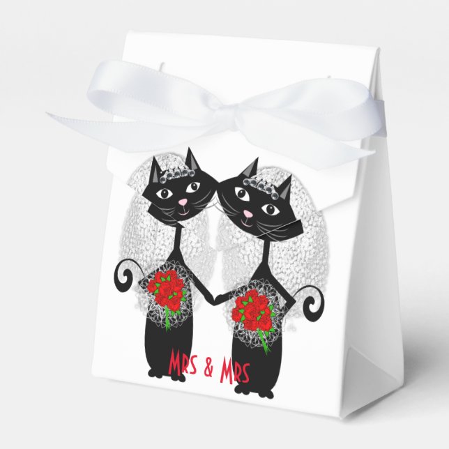 Caja Para Regalos Sra. + Sra. Lesbian Marriage Cat Cute Brides Boda (Front Side)