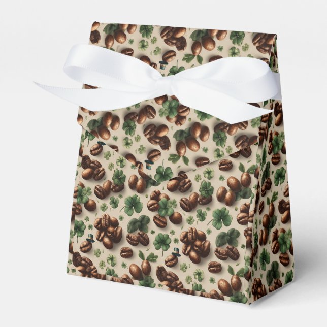 Caja Para Regalos St. Patrick’s Day Coffee & Shamrock Pattern (Front Side)