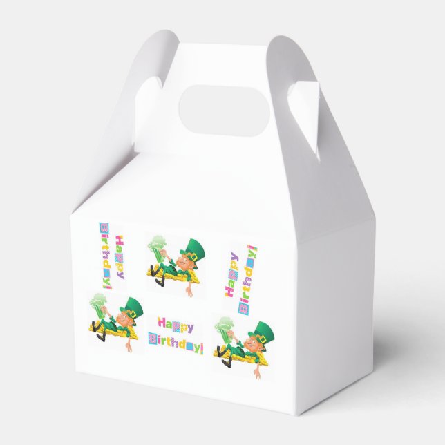 Caja Para Regalos St. Patrick's Day Happy Birthday Gable Favor Box (Front Side)