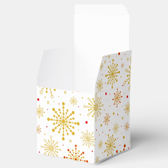 Caja Para Regalos Starburst Retro Atomic MidCentury Mod Red & Gold (Abierto)