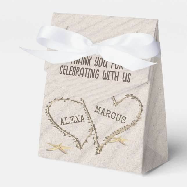 Caja Para Regalos Starfish and Beach Hearts with Names (Front Side)