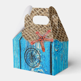 Caja Para Regalos Starfish Rústico Nautical Blue Wood