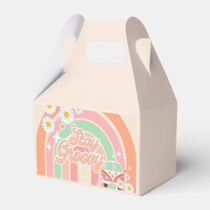 Caja Para Regalos Stay Groovy Rainbow Hippie cumpleaños 70