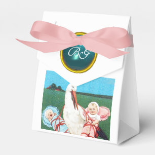 CAJA PARA REGALOS STORIN TWIN BABY SHOWER BLUE GEM STONE MONOGRAM