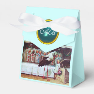 CAJA PARA REGALOS STORK TWIN BEBÉ CHICO DUCHA AZUL GEM MONOGRAM