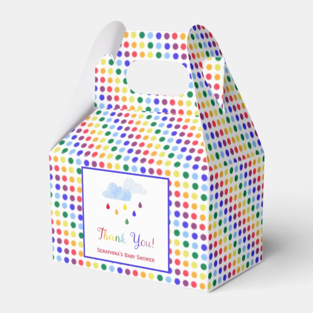 Caja Para Regalos Storm Cloud Rainbow Dots Baby Shower (Front Side)