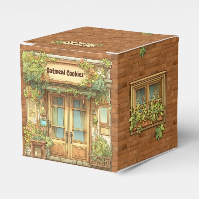 Caja Para Regalos Storybook Style Cozy Cafe Brown Brick, Favor Box (Costado Anverso)