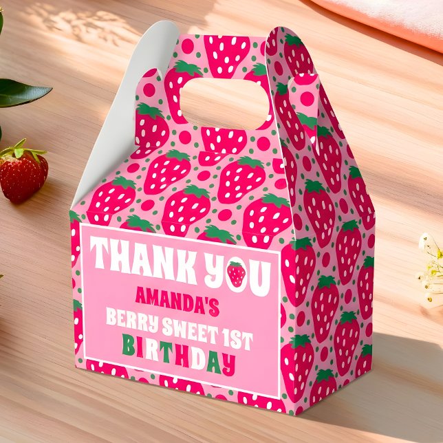 Caja Para Regalos Strawberry First Birthday Celebration Thank You (Subido por el creador)