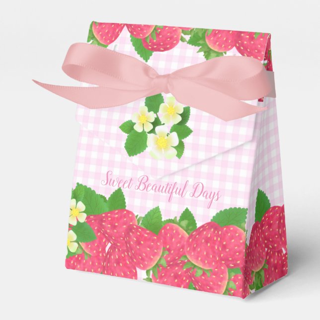 Caja Para Regalos Strawberry Pink Gingham (Front Side)