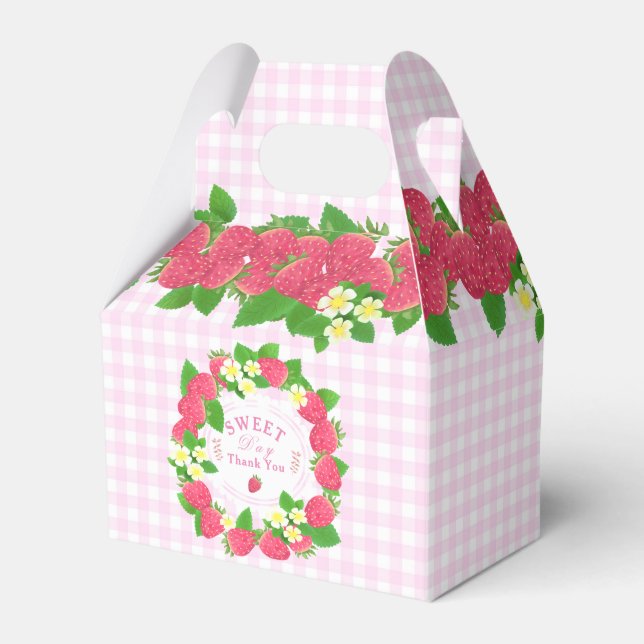 Caja Para Regalos Strawberry Pink Gingham (Front Side)