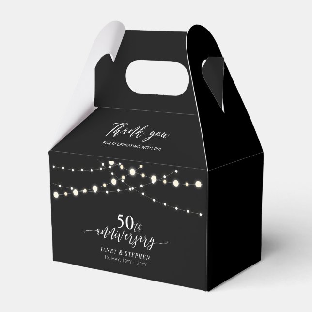 Caja Para Regalos String Lights Black 50th Boda Aniversario Fiesta (Front Side)