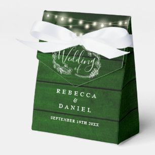 Caja Para Regalos String Luces Green Wood Floral Rustic Boda
