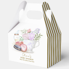 Caja Para Regalos Stripe Bonjour Floral Macarons Tea Baby Shower