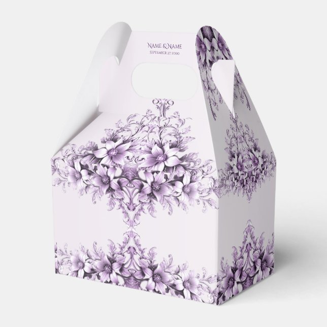 Caja Para Regalos Stylish Purple Flowers Favor Box (Front Side)