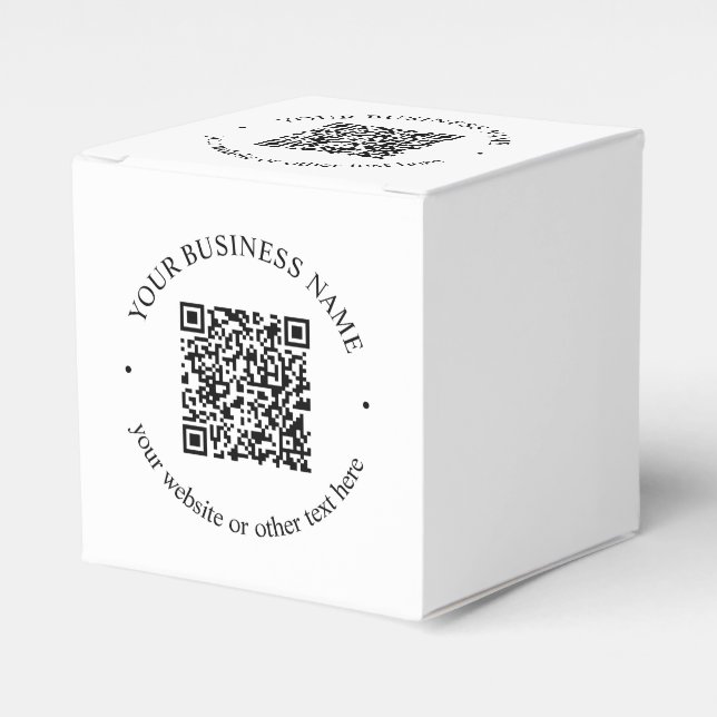 Caja Para Regalos Su código QR cargado más texto circular editable (Costado Anverso)