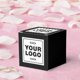 Caja Para Regalos Su Logo - Cuadrado - Fondo BLANCO + código QR