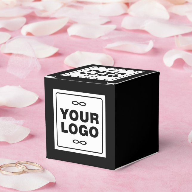 Caja Para Regalos Su Logo - Cuadrado - Fondo BLANCO + código QR (Boda)