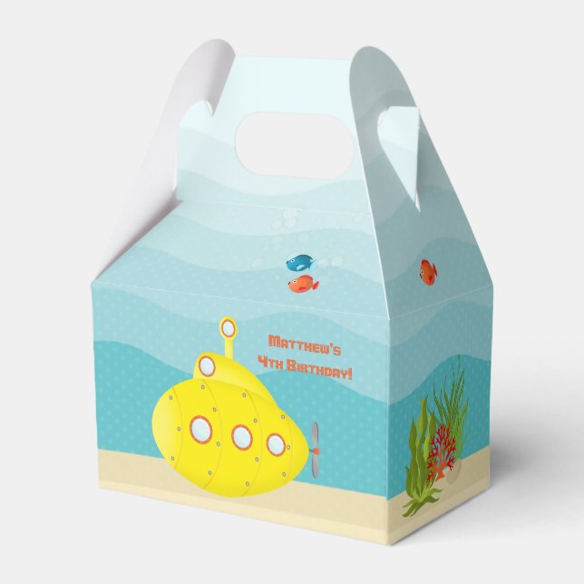 Caja Para Regalos Submarino Amarillo Mar Profundo (Reverso)