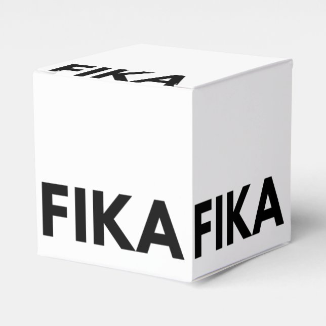 Caja Para Regalos Sueco FIKA Negrita Negra y Blanco (Costado Anverso)