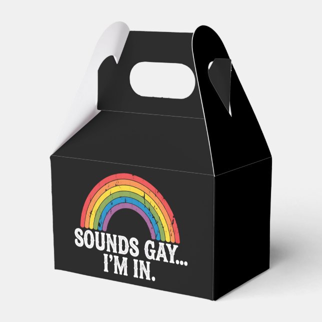 Caja Para Regalos Suena gay estoy en Rainbow LGBTQ Vintage Retro (Front Side)