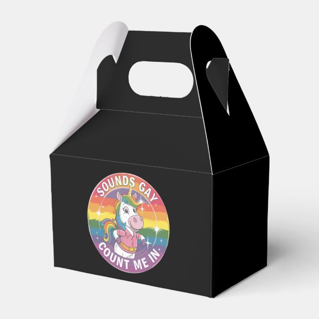 Caja Para Regalos Suena Gay Me Cuenta En Unicorn Rainbow LGBTQ (Front Side)