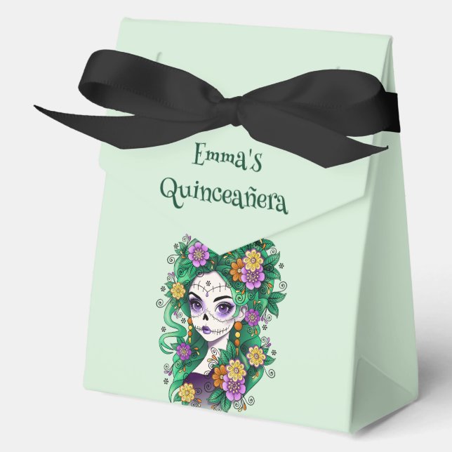 Caja Para Regalos Sugar Skull Dia de Muertos Quinceañera España (Anverso)