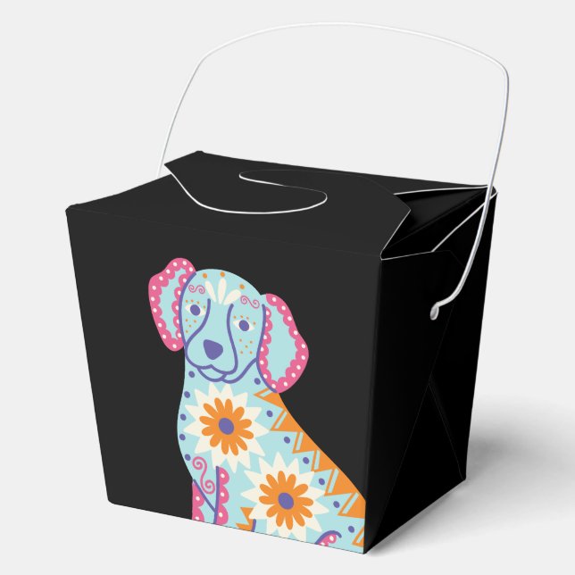 Caja Para Regalos Sugar Skull Dog Black Halloween Party Favbox (Anverso)
