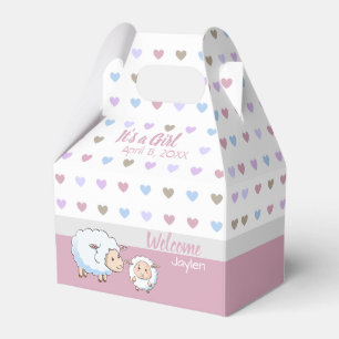 Caja Para Regalos Suministros Baby Shower de Chica de cordero peque