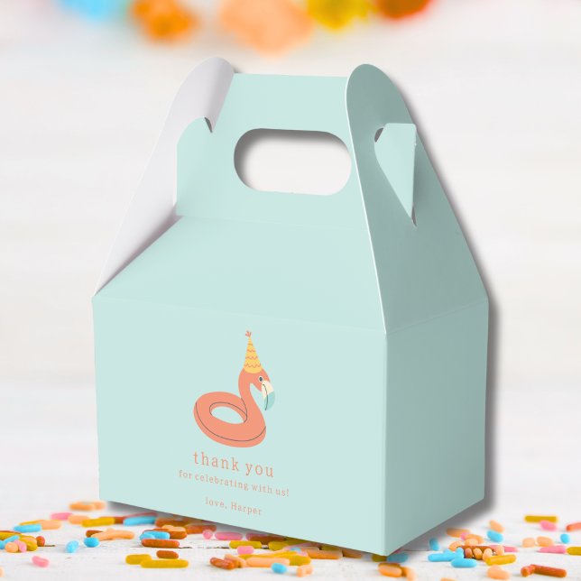 Caja Para Regalos summer flamingo float kids birthday pool party (flamingo birthday pool party thank you for celebrating party favor gift box modern aesthetic )