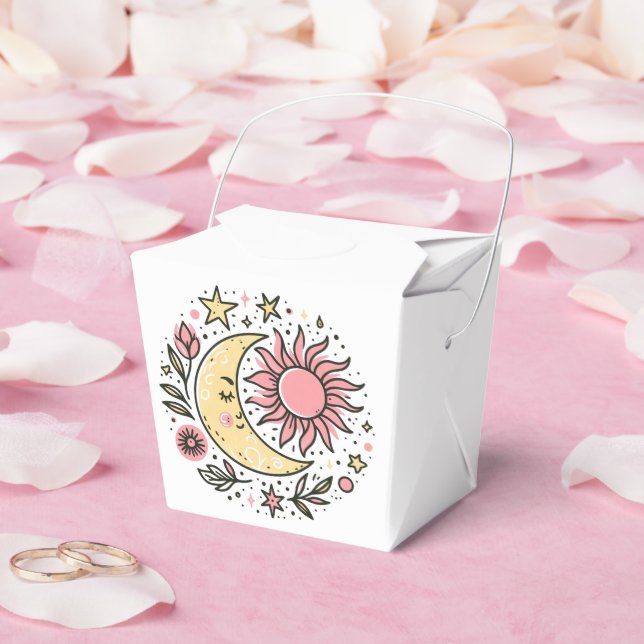Caja Para Regalos Sun Moon Floral Rosa Amarillo Zodiaco Astrológico (Boda)