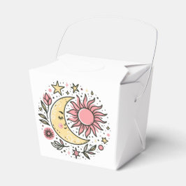 Caja Para Regalos Sun Moon Floral Rosa Amarillo Zodiaco Astrológico
