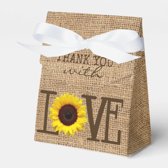 Caja Para Regalos Sunflower Country Burlap Imprimir ducha de novia (Front Side)